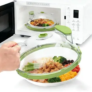 2-in-1 Microwave Steamer & Splash Protector Cover, Safe BPA-Free, Clear Microwave Splatter Cover for Food with Handle and Water Storage Box, Home Kitchen Gadgets and Accessories, Kitchen Cooking Accessories, Kitchen Utensils (1PC)