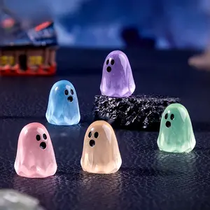 25pcs Random Cute Luminous Glow In The Dark Small Ghosts, DIY Decorative Hanging Accessories, Mini Micro Landscape Halloween Ornaments