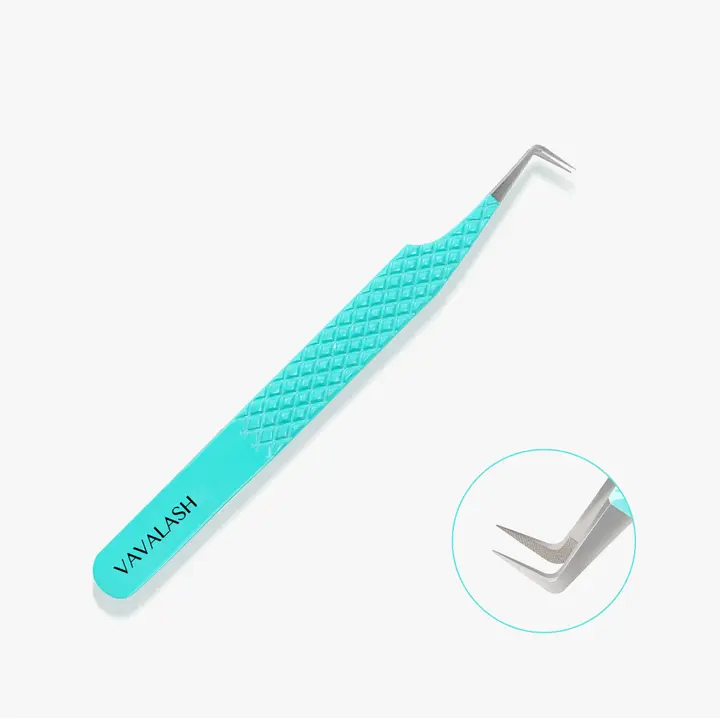 VG-01 Fiber Tip 90°-Deg Light Blue Coated Tweezers