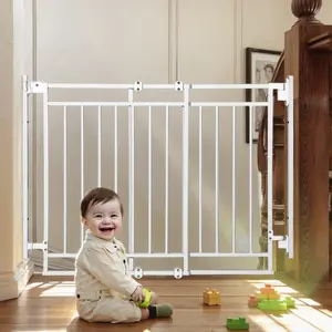 PAWGIANT 29"Extra Tall Cat Gate, Fits Openings 27.5-43" Extra Wide, Wall-Mounted (Drill Required), with Adjustable Cat Door, Self-Closing Walk-Through Door with Dual Locks, for House, for Doorways & Bottom of Stairs, for Babies, Toddlers & Pets, Baby Gate
