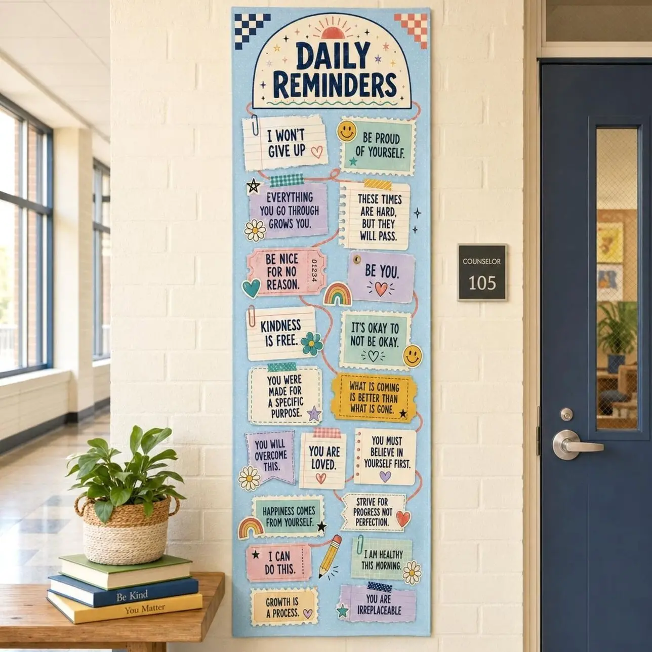 Daily Reminders Linen Door Tapestry Classroom, Classroom Decor, Custom Teacher Gift Decor