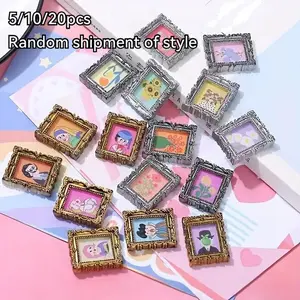 5/10/20pcs Small Resin Picture Frame Ornaments, Various Classical Oil Painting Designs, for DIY Jewelry Making, Phone Cases, Headbands, Water Bottles, and Refrigerator Magnet Decorations