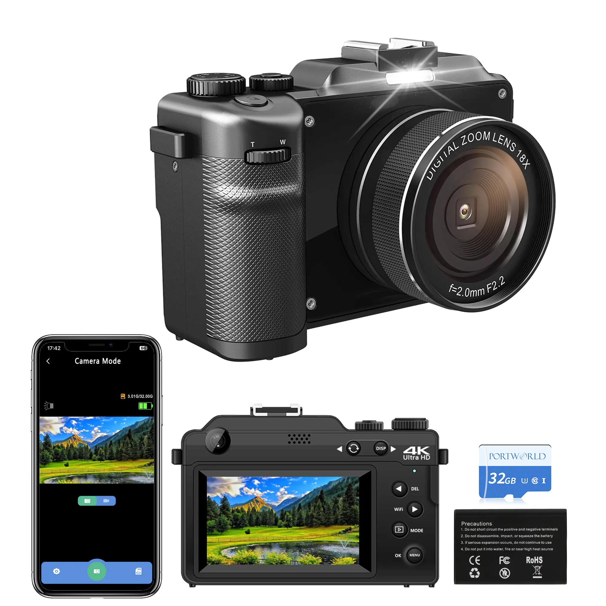 Digital Camera,  Travel Vlogging Camera ,Autofocus Compact Camera for Teenagers Beginners Students