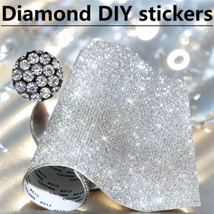 12000 Pcs Bling Bling Rhinestone Sheet Rhinestones Sticker DIY Car Decoration Sticker Self Adhesive Glitter Crystal Gem Stickers for Car Decoration, 9.4 x 7.9 Inch