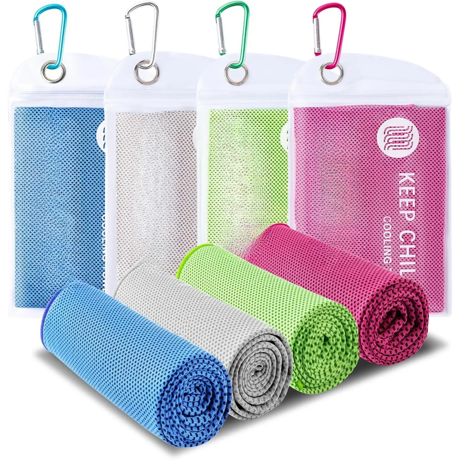 Cooling Towel 47 x 12 Inch Microfiber Sports Towel with Carrying Pouch and Carabiner Quick Dry Reusable for Gym Running Golf Hiking Workout Outdoor