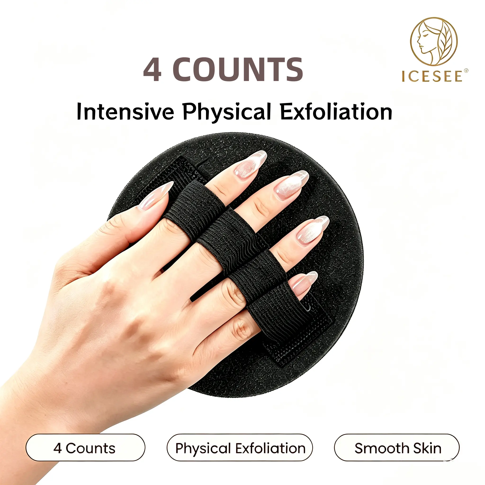 ICESEE 4 Counts Soft Rubber Shower Scrubber for Efficient Cleansing Body, Gentle Exfoliating Bath Brush for All Kinds of Skin and more Cleaning