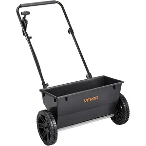 Father's Day Gift VEVOR Lawn Drop Spreader, 50LBS Capacity, Walk-Behind Push Spreader, 18 in Spreading Width, 8 in All Terrain Pneumatic Tires, Lawn Spreaders with Hopper Grate, for Seed, Fertilizer