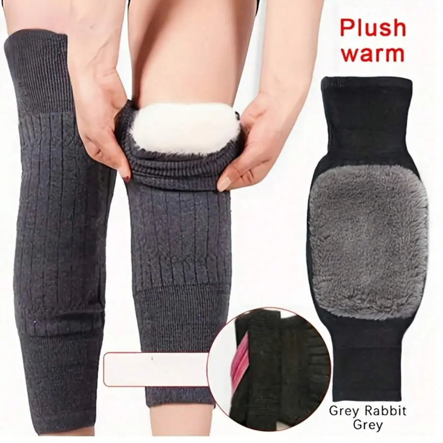 Unisex 100% Nylon Winter Knee Warmers - Thick, Extended Thermal Knee Sleeves with Zipper for Adult Cycling Sports & Outdoor Protective Gear, Adults, Plush Warm, Long, Thickened
