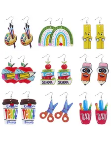 Cute Cartoon School Themed Dangle Earrings, Fashionable Jewelry for Women, Daily Clothing Decor, Trendy All-match & Exquisite Jewelry for Birthday Gift, Dainty Fashion Jewelry