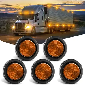Nilight 5PCS Amber Round Trailer LED Marker Clearance Light 4 LED Flush Mount with Plug Grommet Pigtail Hardwired Truck Automotive  dealsforyoudays