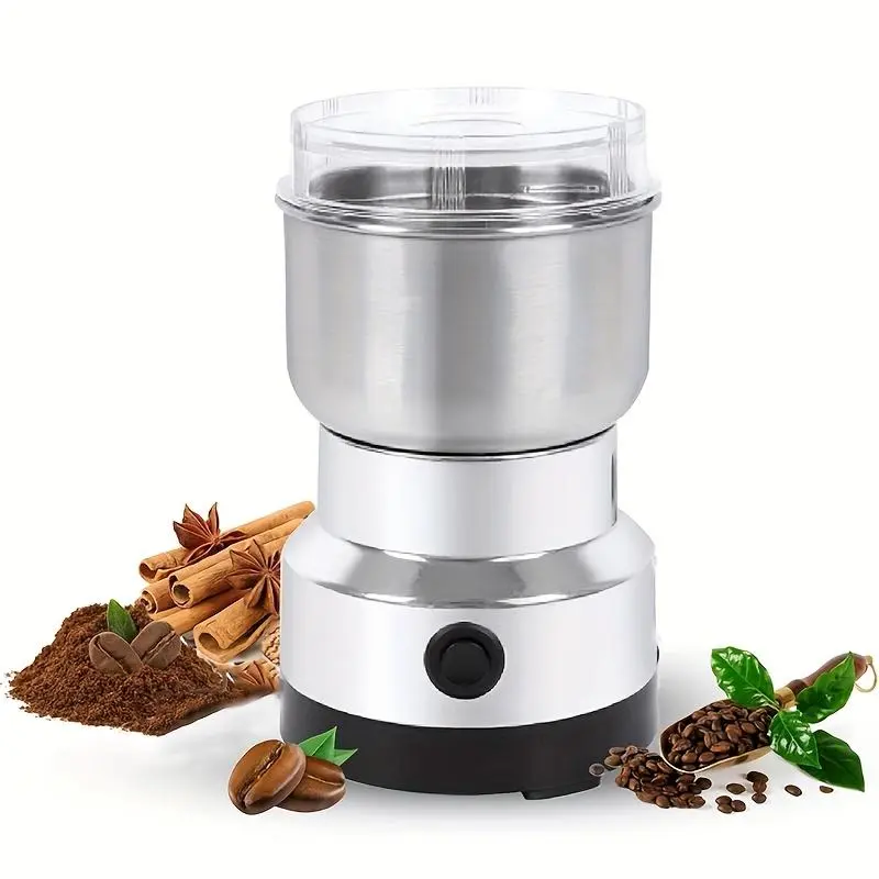 Coffee Grinder - 3-Section Stainless Steel Grinder with Interchangeable Grating Plates, Compact Design for Espresso, Pour-Over & Cold Brew - Black & White, Coffee Grinder, Kitchen Appliance, Modern Kitchenware, Durable Kitchen Tool