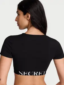 Victoria's Secret Cotton Short-Sleeve Bralette Crop Top