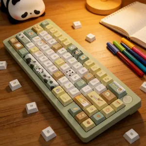 New Coffee Spotted Dog Theme 120 Key Mechanical Keyboard Keys, Cherry High Profile Design, Pbt Material, Durable Full Color Heat Sublimation