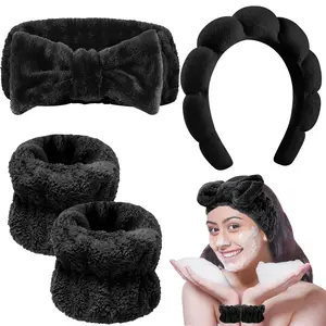Spa Headband for Face Washing, Skincare Headbands and Wrist Washband Set Soft Makeup Headband for Skin Care, Makeup Removal Face Wash Headband for Teen Girl Gifts