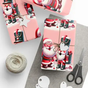 Wrapping Paper set, Christmas Gift Wrap, Holiday Wrapping Sheets, Cute Santa Nutcracker Design, Festive Gift Packaging, Xmas Wrapping paper set Themed Gift Wrapping Paper