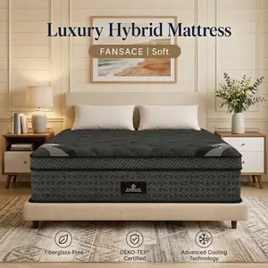 【Creator Exclusive】FANSACE 12/14/16 inch Twin/Queen/King/California King size mattress,gel cooling layer,fiberglass-free cover,euro top hybrid memory foam mattress,body conforming support,medium firm