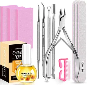Nail File and Buffer Blocks with Nail Care Kit, 13 Pcs Manicure Kit for Women with Milk and Honey Cuticle Oil and Cuticle Trimmer Set