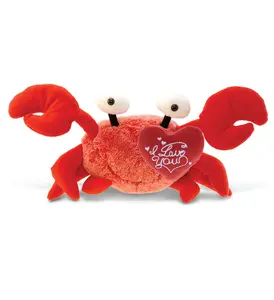 DOLLIBU 12" Embroidered Red Crab Plush Toy - Super-Soft Polyester Stuffed Toy with "I Love You" Red Heart, Adults' Bedroom & Apartment Accessories, Bedroom Accessories, Adults Bedroom Accessories