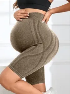 Women's Solid Color Over The Belly Maternity Leggings, Casual Comfy Breathable High Waist Skinny Pants for Pregnancy & Postpartum, Pregnancy Clothes, Maternity Bottoms for All Seasons