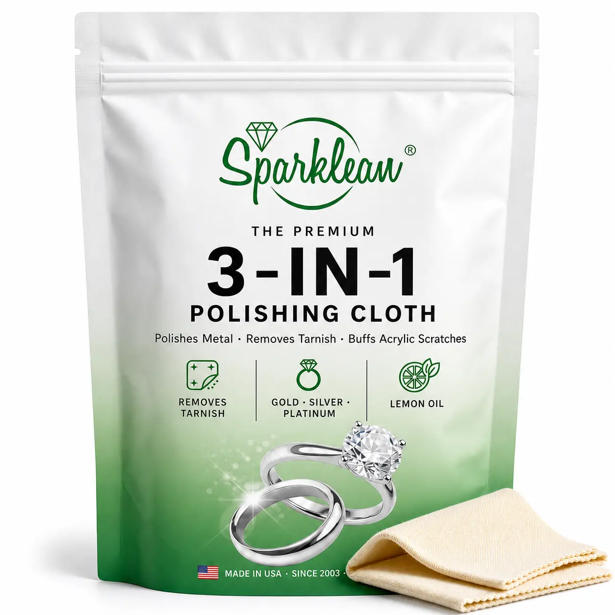 Sparklean® Professional Polishing Cloth — Removes tarnish & restores shine on all metals Musical Instruments Steel Watches Chrome Cleaning Steel