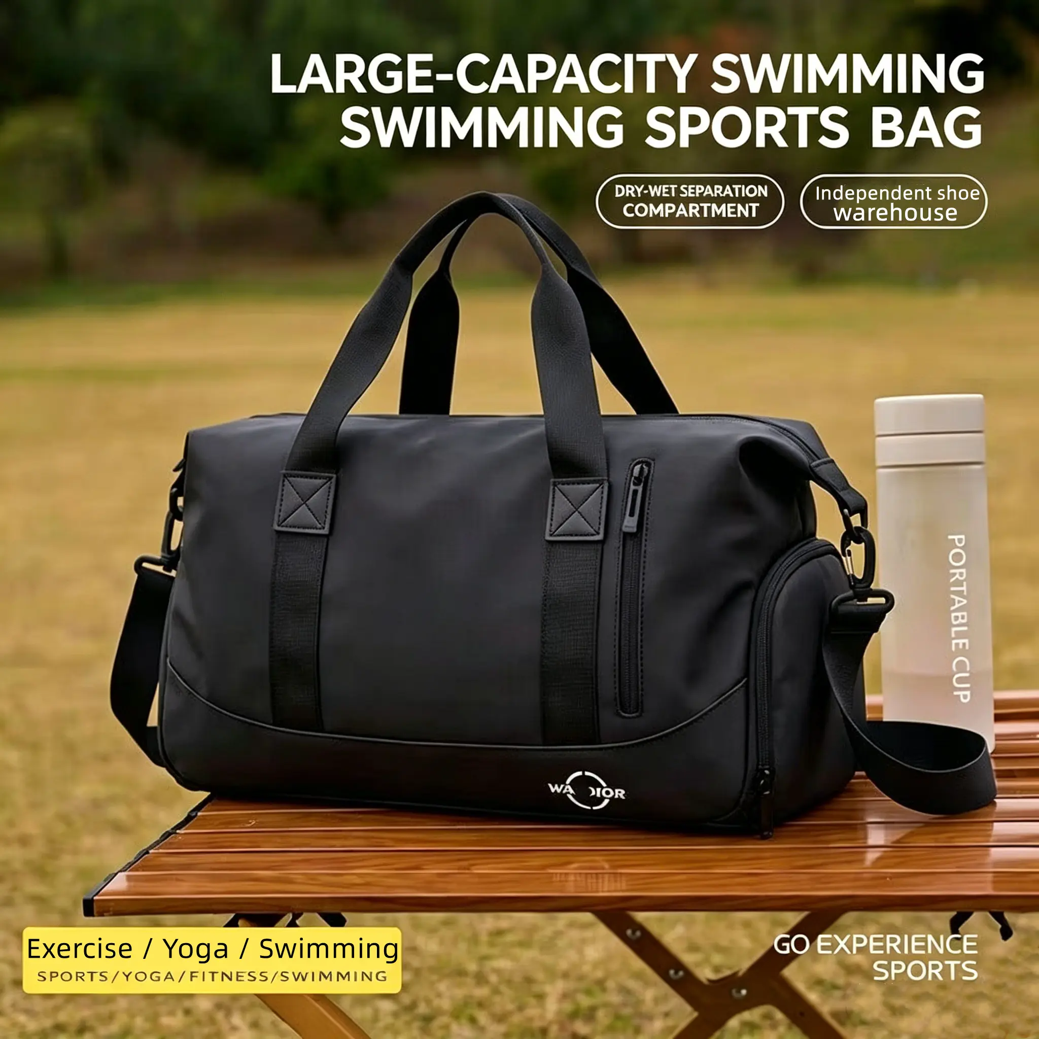 Travel luggage bag, waterproof weekend travel bag, lady's carry-on handbag, man's luggage bag for exercise and fitness, work and delivery hospital bag, overnight luggage bag, travel bag