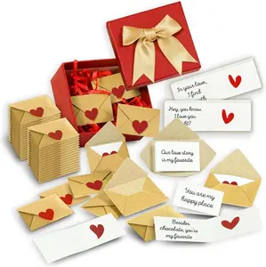 DIY Love Notes Box ,Mini Blank Cards & Envelopes for Him/Her, Valentine Envelope Boxes, Valentine’s Day Love Cards with Heart Stickers, Say It in a Way They'll Keep Forever