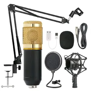 Microphone Podcast Equipment, Studio Recording & Broadcasting Mic with Adjustable Stand, USB Sound Adapter