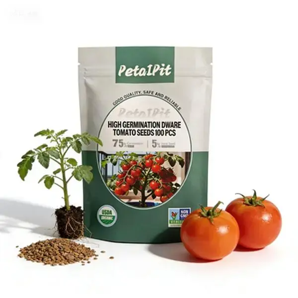 PetalPit Dwarf Bush Tomato Seeds for Planting - 100 Low Growing Bush Type Vegetable Seeds - Ideal for Hanging Baskets, Raised Beds, Full Sun Plants, Salads