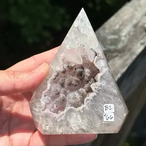 Druzy banded Agate Geode Teepee (B2) with Agate Layer - Natural Crystal Cluster Specimen