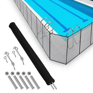 Pool Safety Fence, Heavy Duty Steel & Aluminum Frame with 340GSM Mesh Easy DIY Installation, Black Protective Mesh Netting