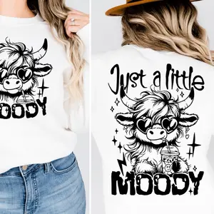 Just a little Moody Black Crewneck Sweatshirt Gildan Everyday Style Super Soft Unisex Fit Streetwear Graphic Top warm Christmas Gift for her Womenswear Casual Printed Long Sleeved