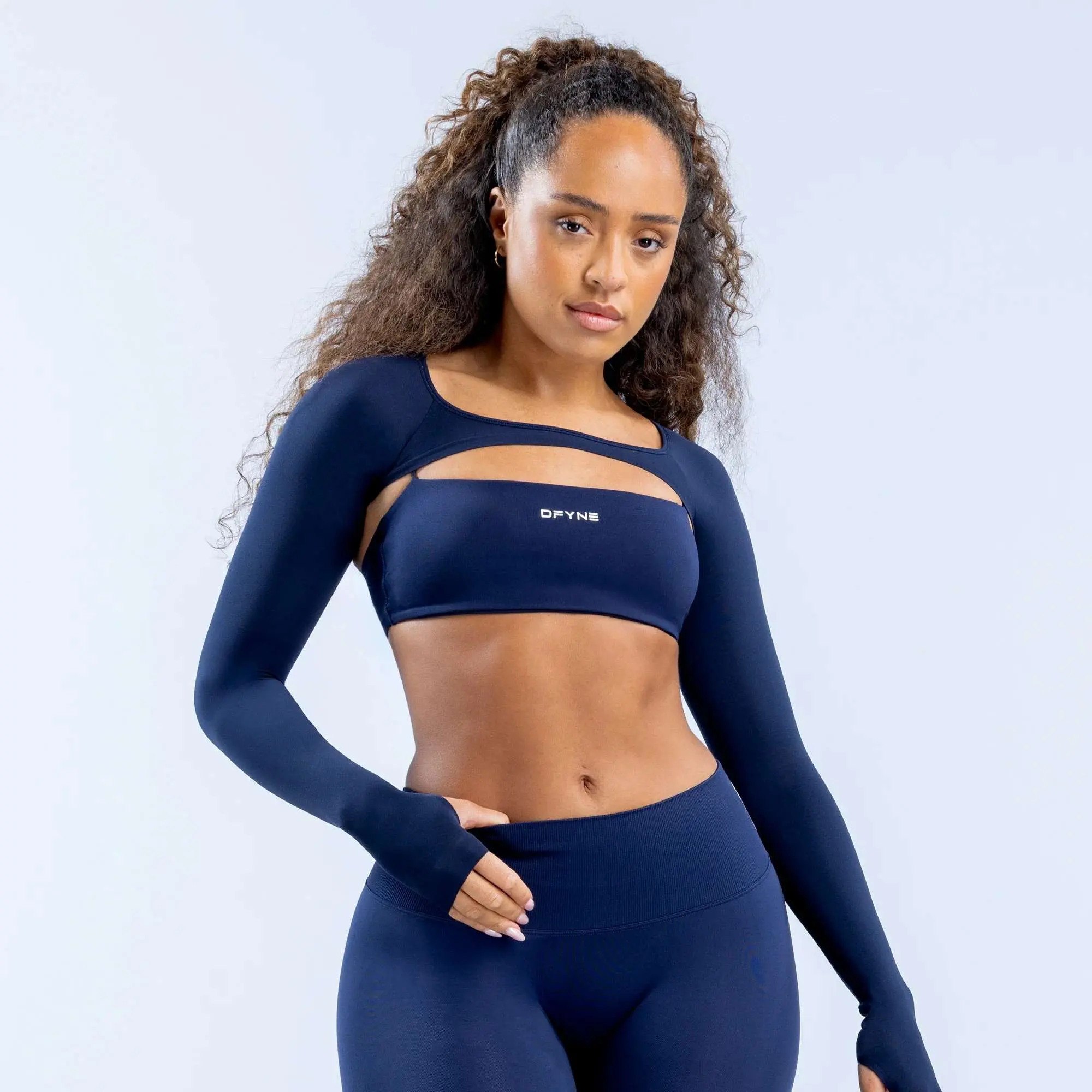 DFYNE Defy Long Sleeve Gym Shrug – Cropped Workout Cover Up for Gym, Yoga & Athleisure