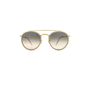Ray-Ban Round Double Bridge in Legend Gold & Clear Gradient Grey