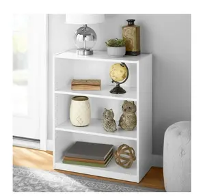 Adjustable 3-Shelf Bookcase in White - Perfect for Home Storage