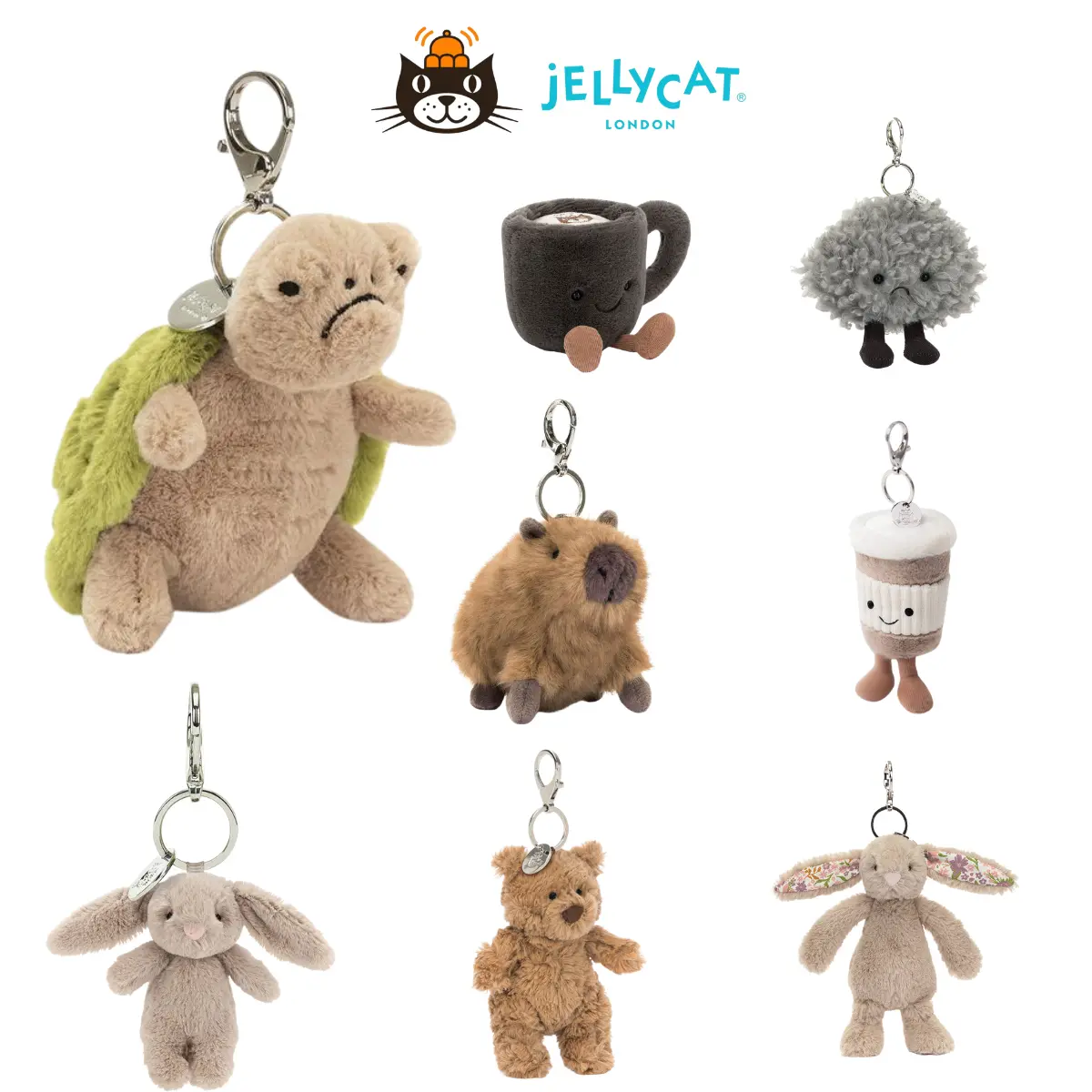 Viral Timmy Turtle Jellycat Official Plush Keychain Bag Charm Collection, Viral Timmy Turtle, Blossom Bunny, Dragon, Capybara Cute Backpack Accessories