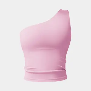 Women's Fitness Tank Top with Built-in Bra PadsUnderwear,Slanted One Shoulder Fitness Top,Yoga GymWorkout Tank Top,Yoga Outdoor Running Daily Wear TankTop Lightweight Activewear Athleisure Breathable Clothes compression tank top