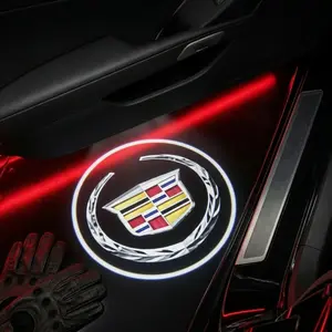 2 Pcs Cadillac Carbon Fiber Welcome Lamp Set, Car Door Projection Light, Laser Light, Custom Decorative Floor Lamp, Car Door Lights, Car Light Embellishments (batteries Not Included)