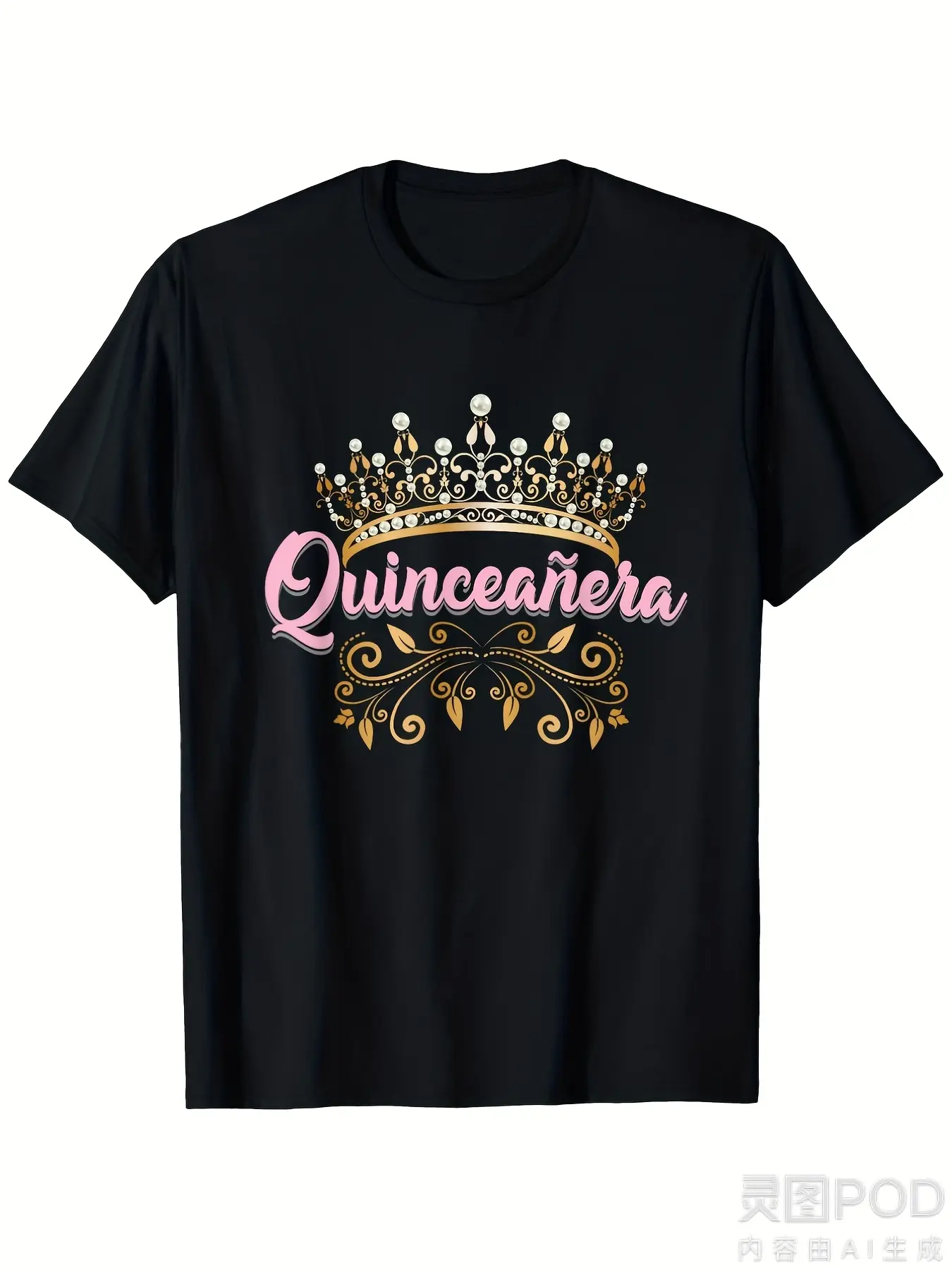 Quinceañera Tiara Spanish Latina 15th Birthday Party T-Shirt -  Retro Graphic Tee with Crown & Quinceanera Lettering, Unisex Adult Round Neck Short Sleeve Shirt for 15 Year Old & , All-Season Fit (220gsm) - Ideal for Quinceañera Celebrations