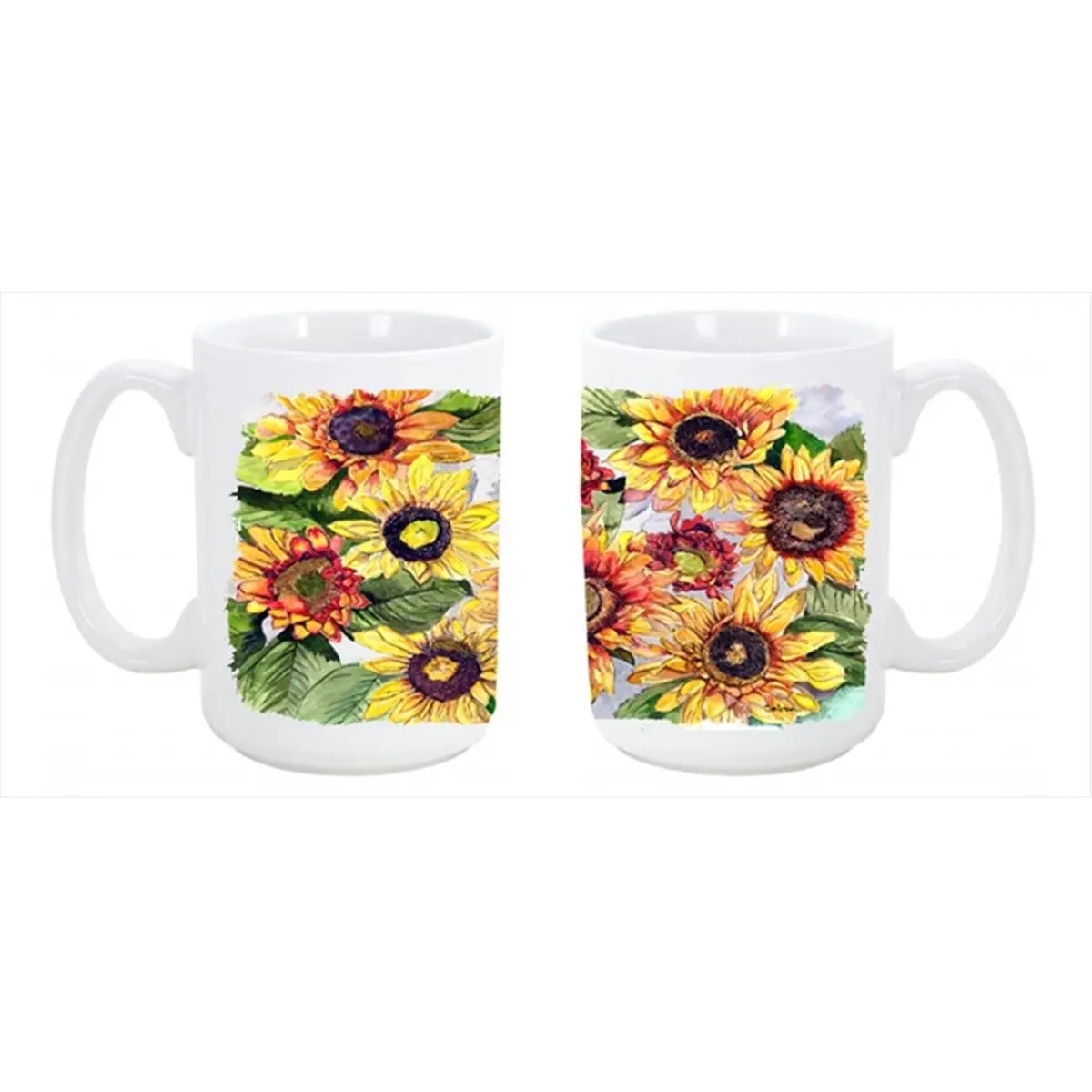 15oz Ceramic Sunflower Coffee Mug - Dishwasher Safe, Microwavable Ceramic Cup for Tea, Drinks, Ceramic Mug