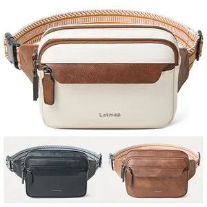 LATMAP Summervibes 3L Fanny Packs, Versatile Crossbody Bags for Women Men, Trending Purses Shoulder Bag Cross Body Everyday Bag, Vegan Leather Chest Sling Belt Bag, Fashion Waist Pack Small Bum Bag for Travel Essentials Running Workout, Gift for Her Mom
