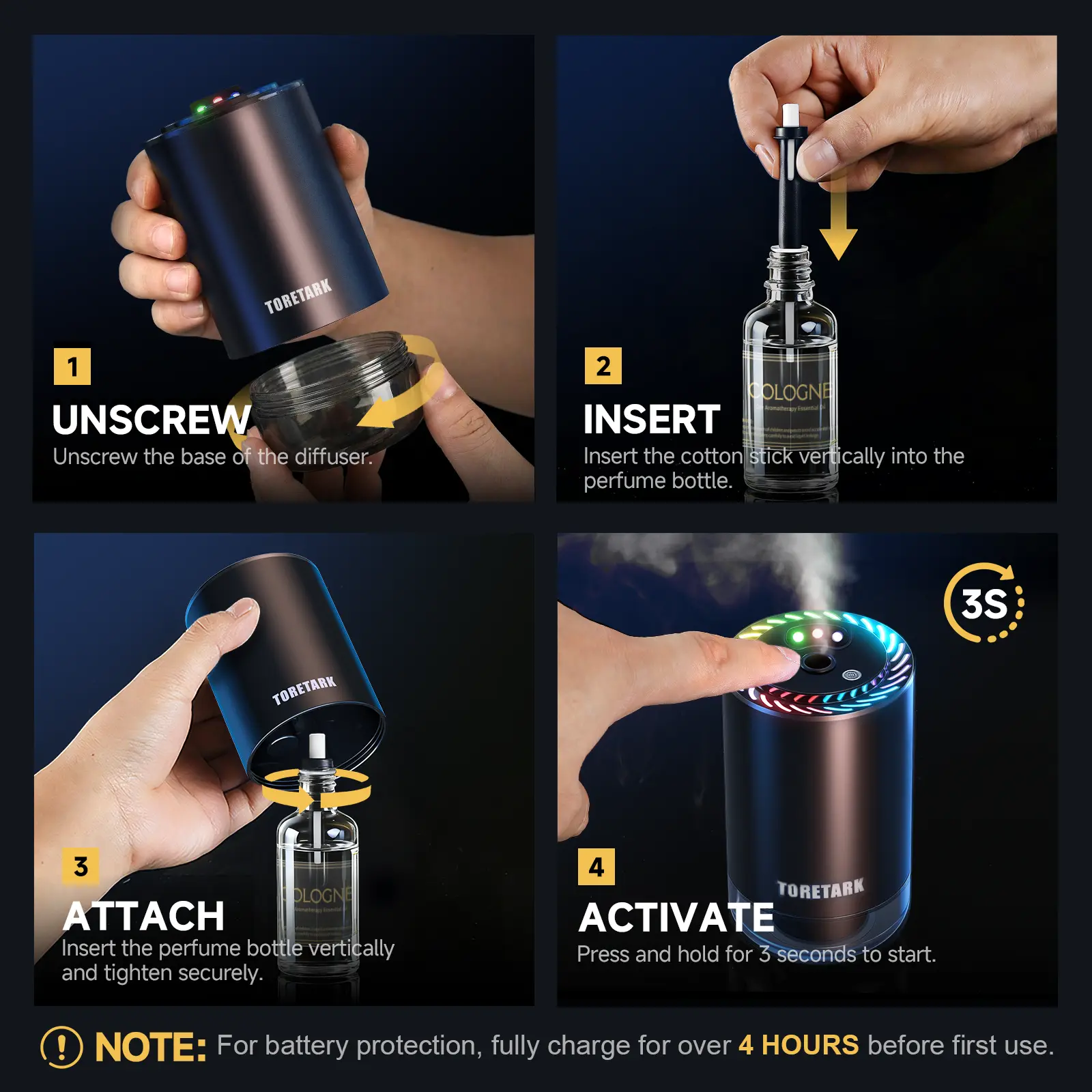 Smart Car Aroma Diffuser: 50ML Natural Cologne Lasting Fragrance Star Roofing,Mother's Day Gift,for Birthday, Wedding, Anniversary, Wife Husband, Mom, Women, Him Her, Girlfriend Boyfriend