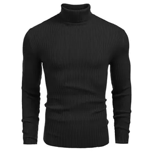 Autumn men's knit ribbed high collar slim fit basic sweater, winter's best choice casual fabric knitted men's clothing, soft, comfortable, breathable, skin-friendly, long outdoor pullover sweater, long sleeve thick warm men's top
