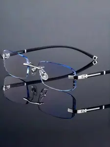 Men's Vintage Frameless Glasses, Classic Design, Unisex Style, Rimless Eyeglasses, Ideal for Learning Reading Office Computer Use