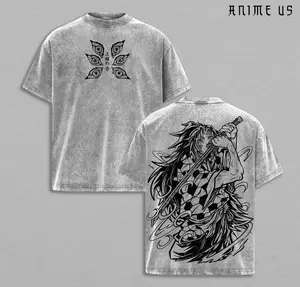 Kokushibo Upper Moon Demon Slayer Shirt Vintage Washed Oversized Tee Dark Samurai Multi Eyes Anime Graphic Streetwear