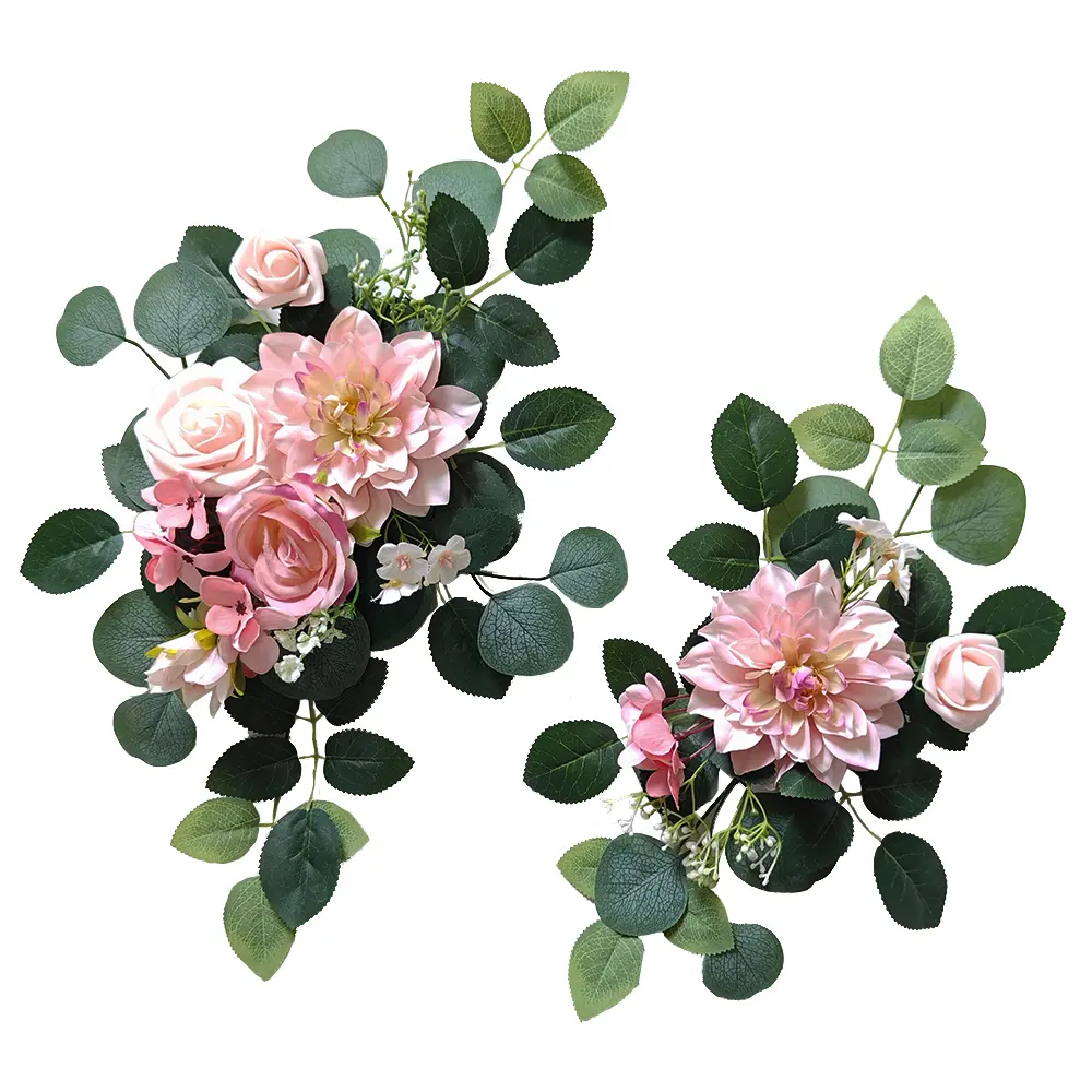 Pack of 2 Wedding Arch, Artificial Flowers, Wedding Decor，Flower Garland Be Suited to Banquet, Party, Reception Entrance Welcome Sign and Background Decoration