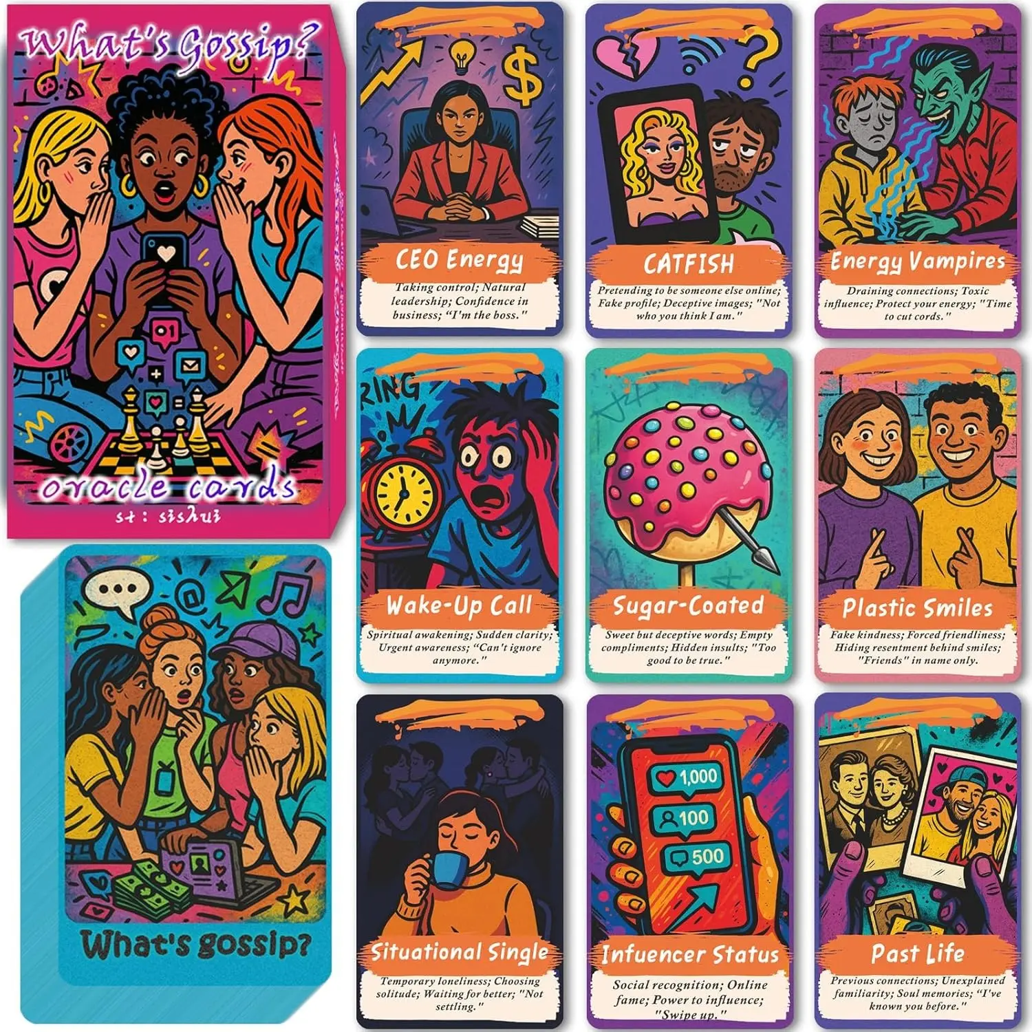 What is Bagua?80 Bagua Tea Oracle Card Deck for Beginners Oracle Card Tarot Set for Positive and Negative Messages, Relationships, Personal Growth, Spirituality, Hidden Issues, Karma, Twin Flames, Love, Friendship, Life Readings Tarot Card Decks