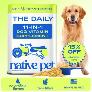 Native Pet The Daily Dog Vitamins & Supplements - 11-in-1 Vitamin Powder for Dog Food Topper - Collagen, Glucosamine, Probiotics, Omega & More- Supports Healthy Gut, Mobility & Overall Health