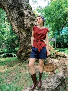 Linen Tie Waist Top - Handmade Clothing for Women, gifts for friends, relatives, family.