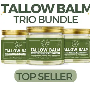 Trio Bundle: Beef Tallow with Calendula Castor oil Arnica Beeswax and Frankincense facial moisturizer  Balm  Organic Soothing Radiant Moisture
