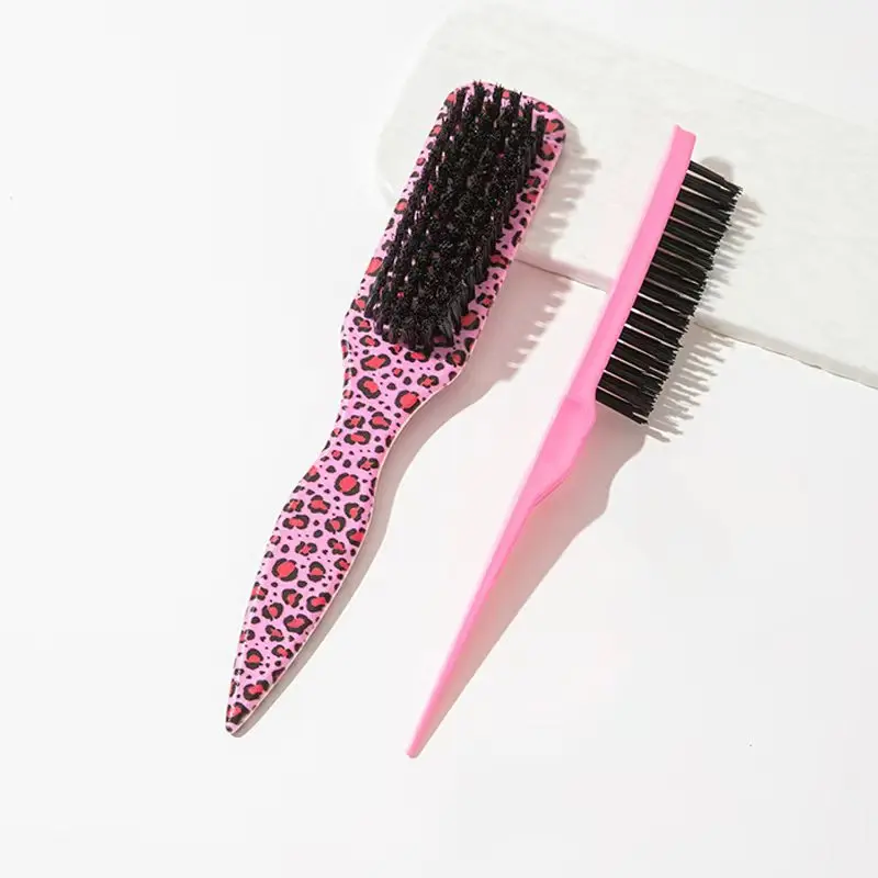 2 Pieces Smooth Back Brushes, Soft Bristles Brush, Soft Bristle Beard Brushes, Edge Control Brushes for Hair Trimming, Adds Shine to All Hair Types, Straightens Curly Hair, Home Essentials, Hair Styling Combs